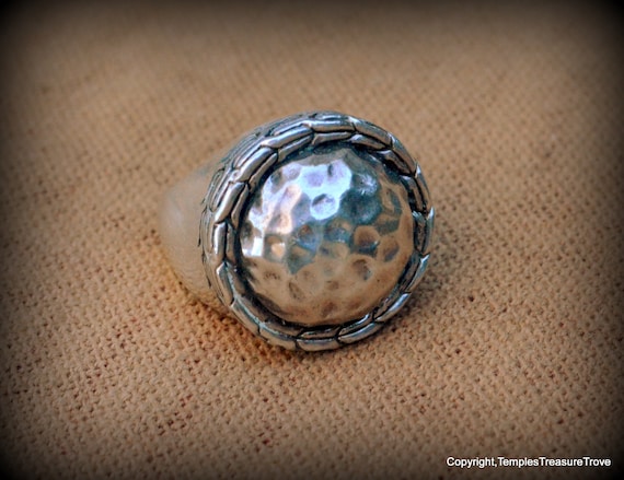 Hammered Sterling Silver Dome Ring~ Unisex Vintage Ring Size 5~Mid Century 925 Silver Dome Ring~925 Girlfriend Ring~925 men/'s pinkie ring