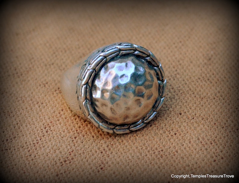 Hammered Sterling Silver Dome Ring~ Unisex Vintage Ring Size 5~Mid Century 925 Silver Dome Ring~925 Girlfriend Ring~925 men/'s pinkie ring