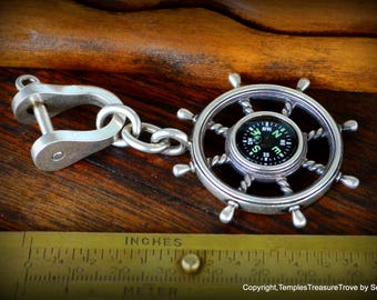 Authentic Tiffany & Co. Sterling Silver Compass Key Fob With