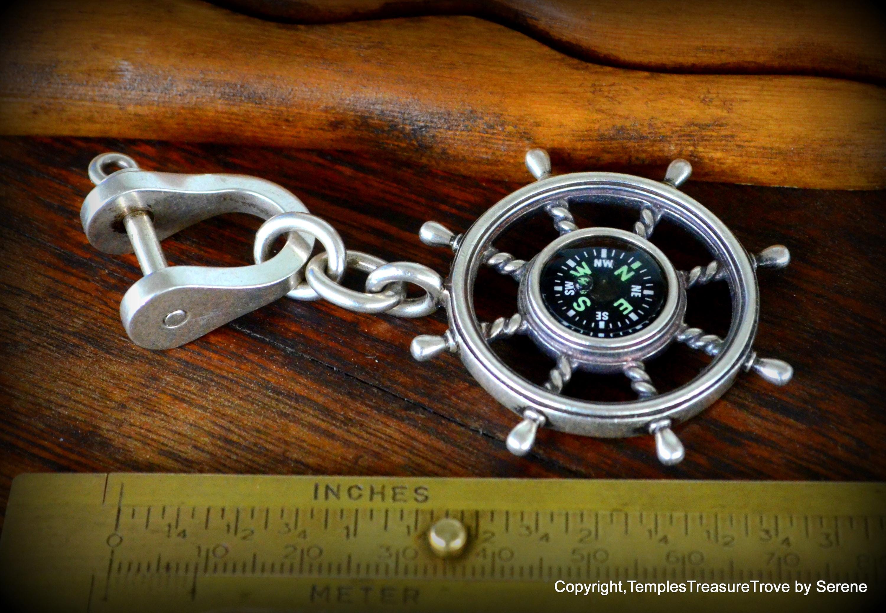 本物のティファニー スターリングシルバー コンパス キーホルダー 船の