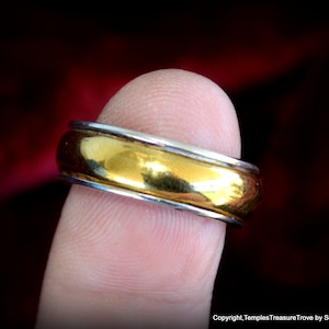 Sterling & Gold Spinner Ring~Vintage Sterling Spinner ring~Unisex Spinner Ring~Fidget Ring~925 and Gold Spinner Ring~Stackable Spinner Ring