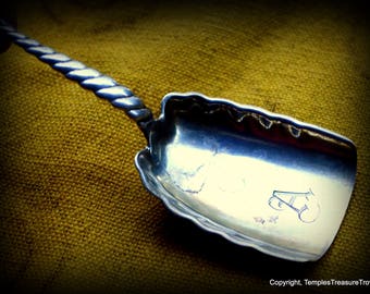 Antique Engraved Sterling Nut Spoon/1880 Antique Bon Bon Gilt Spoon/Hallmarked .925 Whiting Oval Twist Pattern Sterling Spoon~Sterling Spoon