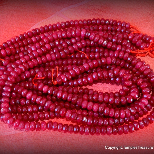 Gorgeous Natural Ruby Bead Strands~July Birthstone~6mm x 4mm ruby bead strands~ 15 inch ruby bead strands~Jewelry making supplies~Ruby Beads