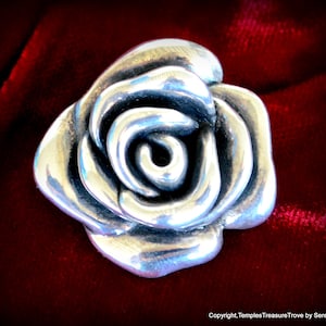 Dimensional .925 Rose Pendant Brooch~ Sterling Pendant Brooch~Sterling Brooch Pendant~Rockabilly Jewelry~Forever Rose Pendant Brooch For Her