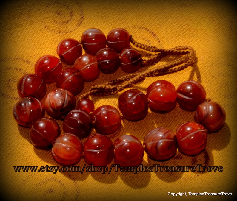 Antique Afghani Carnelian Melon Trade Beads Necklace Imported from Kathmandu Earthquake Relief