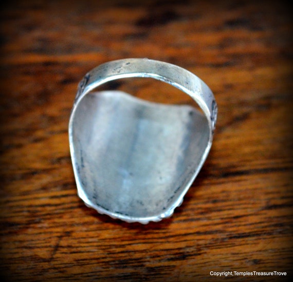 Sterling and Petrified Wood Old Pawn Navajo Ring~… - image 7