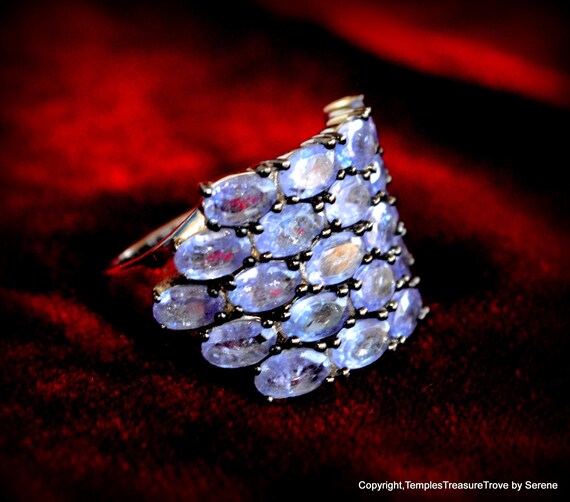 Violet Tanzanite Statement Cluster Ring~US Size 6… - image 4