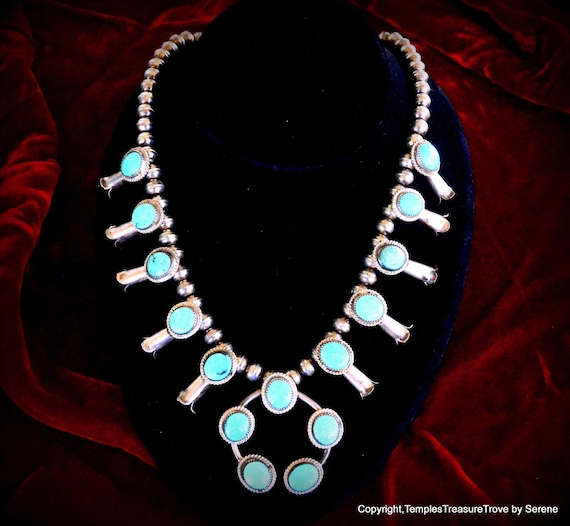 Sterling Squash Blossom ~navajo Sterling and Fox Turquoise