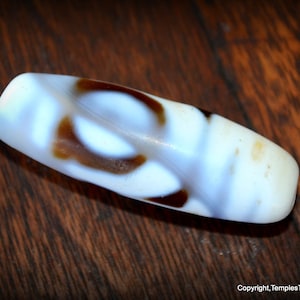Two Eyes Dzi~Milk Agate Dzi~Sacred Tibetan Dzi Bead~Matrimonial Harmony Amulet~Compassion and Love Amulet~Sacred Dzi Bead Amulet from Tibet