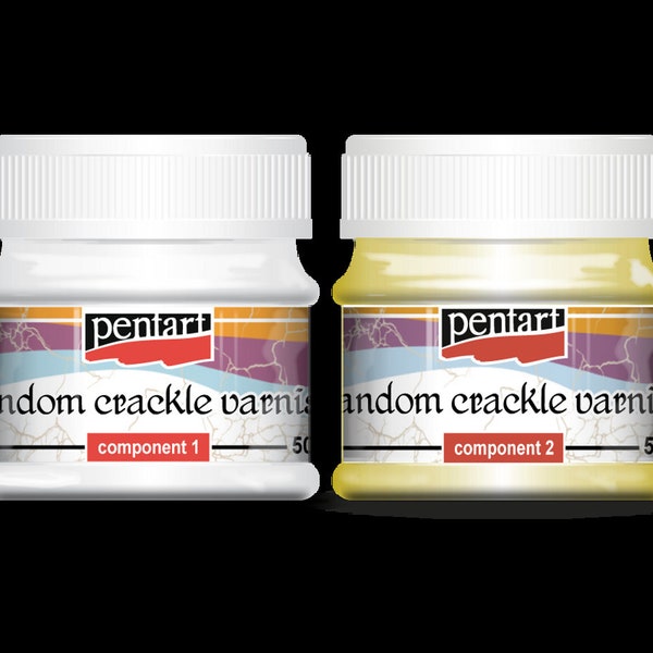 Pentart Random Crackle Varnish 2 Parts 50 ML each for Stencils, Texture, Mixed Media, Canvas Art