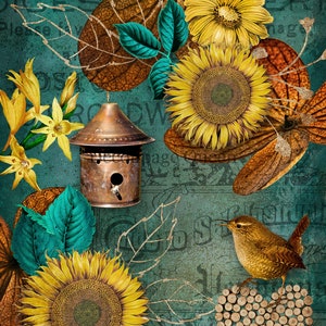 Decoupage Queen Autumn Sunflowers  A4 Rice Paper for  Scrapbooking, Art Journals, Mixed Media, Collage