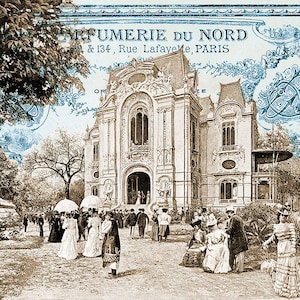 Paper Designs Vintage Chateau Scene A2 (16.5x23.4) Rice Paper for DIY Projects, Scrapbooking, Art Journals, Mixed Media, Collage.