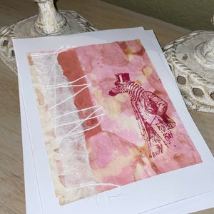 Card Handmade with Envelopes, Beautiful Ecoprinted Designs by Artist, Blank Inside, Greeting, Birthday, Note Cards, Elegant 7X5 (0016)