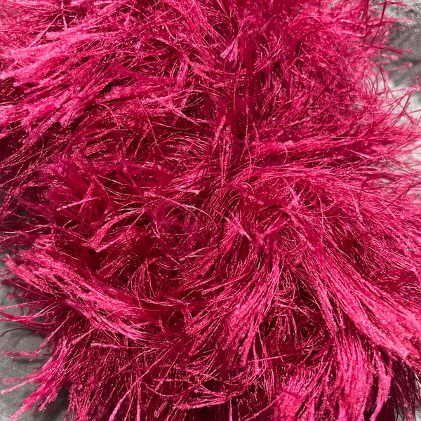 JUNK JOURNAL EMBELLISHMENTS Fibers/Eyelash Trim (Raspberry) for use in Papercrafting, Journals, Scrapbooks, Mixed Media, Collage
