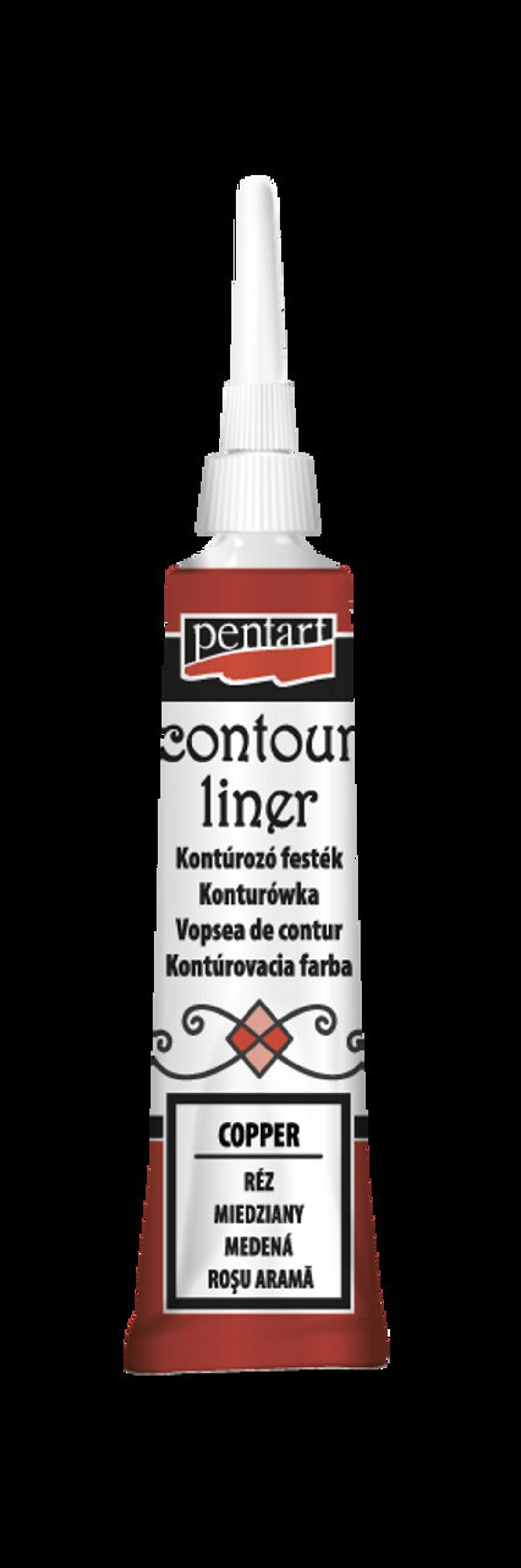 Pentart Contour Liner Paint in Tube Copper 20 ML for Fine Lines, Fabric ...