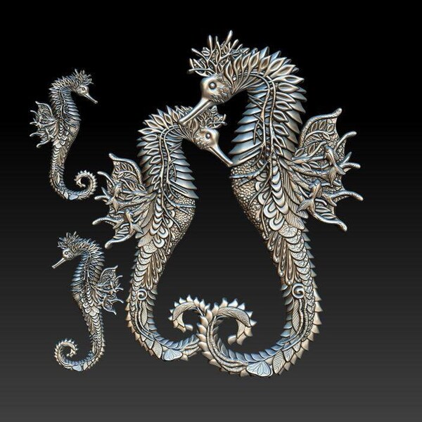 Zuri Designs Seahorse Realm Detailed Silicone Mould for Furniture, Mixed Media, Art Journal, food products.