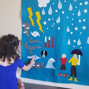 Weather Felt Wall // Kids Felt Board Toy - Montessori Nature // Canvas Travel Bag // Girl Boy Gift //  Kids Gift Age 3 4 5 6 7