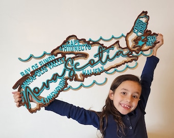 Nova Scotia Decor // Canada Wood Sign // Canadian Gift // Halifax Wall Decoration // Teal Tan Wall Sign // Cabot Trail Annapolis Valley