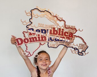 Republica Dominicana Wood Decor // Caribbean Gift // Beach Theme Wall Decoration // Red Blue Flag Wood Sign // DR Dominican Republic