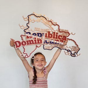 Republica Dominicana Wood Decor // Caribbean Gift // Beach Theme Wall Decoration // Red Blue Flag Wood Sign // DR Dominican Republic