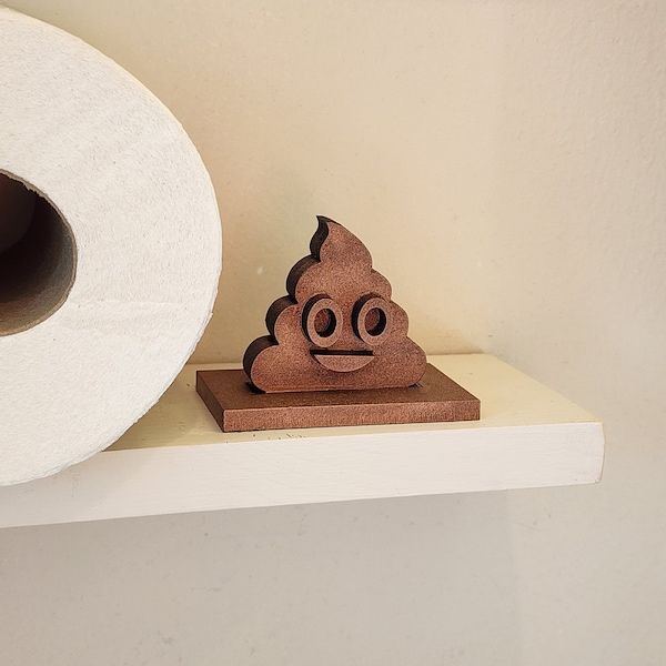 Poop Emoji Shelf Shitter, I mean Shelf Sitter // Funny Bathroom Humor Decor // TP Toilet Paper Sign