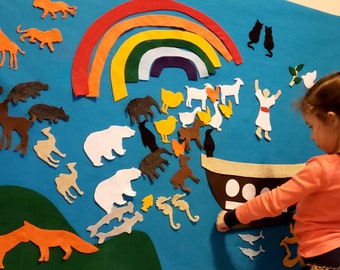 Noahs Ark Felt Wall // Christian Gift // Old Testament Church // Kids age 3, 4, 5, 6 // Girls boys toy // Girl boy gift // Giant quiet book