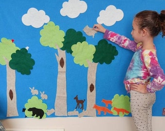 Wald-Thema-Party-Dekor // Filzwand - Montessori-Lernen // Kindergeschenk Alter 3, 4, 5, 6 // Lernen mit Spielzeug // Mädchen Junge