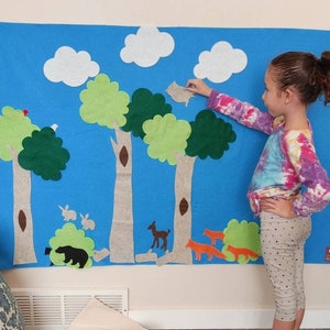 Forest Theme Party Decor // Felt Wall Montessori Learning // Kids gift ages 3, 4, 5, 6 // Learn with toys // Girl Boy image 1