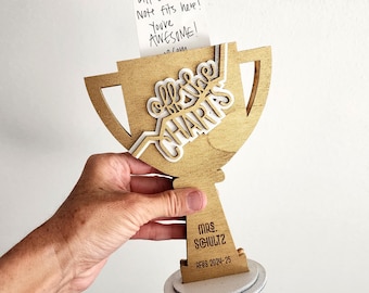 Best Math Teacher Appreciation Trophy Gift Card Holder // Personalized Wood Award
