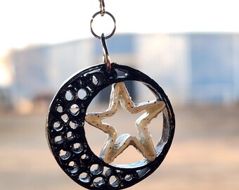 Paper Quilled Moon & Star Circular Earrings - Handmade with Love