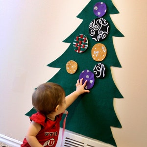 Felt Tree - Christmas Wall Activity for kids. Includes command hanging strips. Buy a craft, feed a baby.