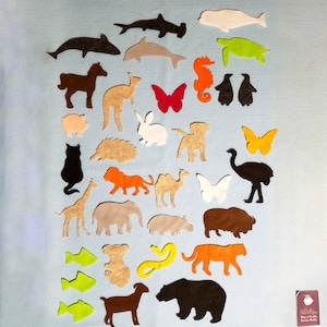 Felt Wall Add-on: Animals for Continents // Spanish Learning //  Montessori Materials