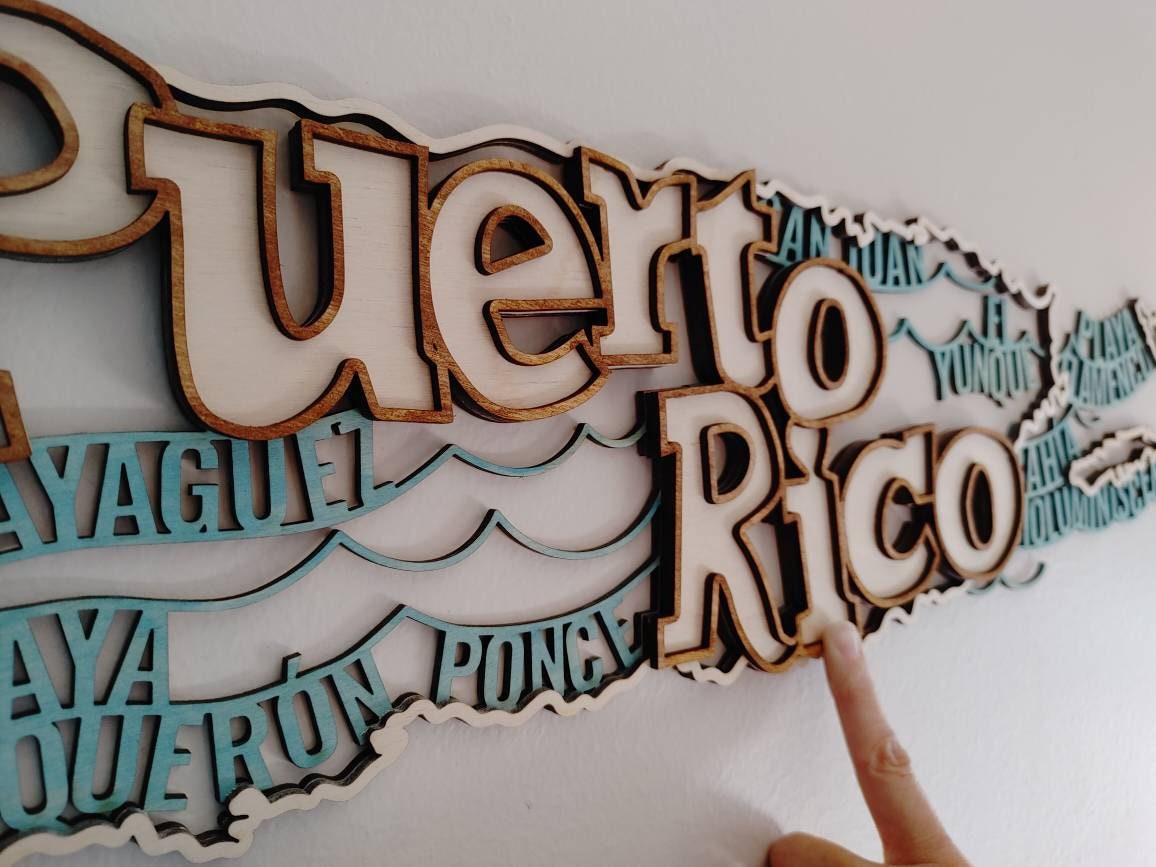 Puerto Rico Decor // Tropical Wood Sign // Boricua Gift // Beach Theme Wall Decoration // Teal Tan Wall Sign // Puerto Rican Beaches