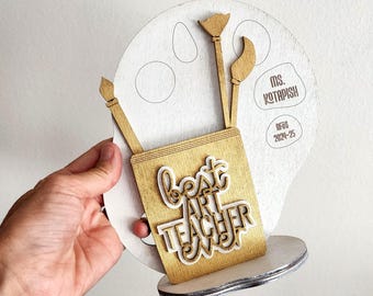 Art Teacher Appreciation Trophy // Best Teacher - Paintable Personalized Gift Card and Note Holder