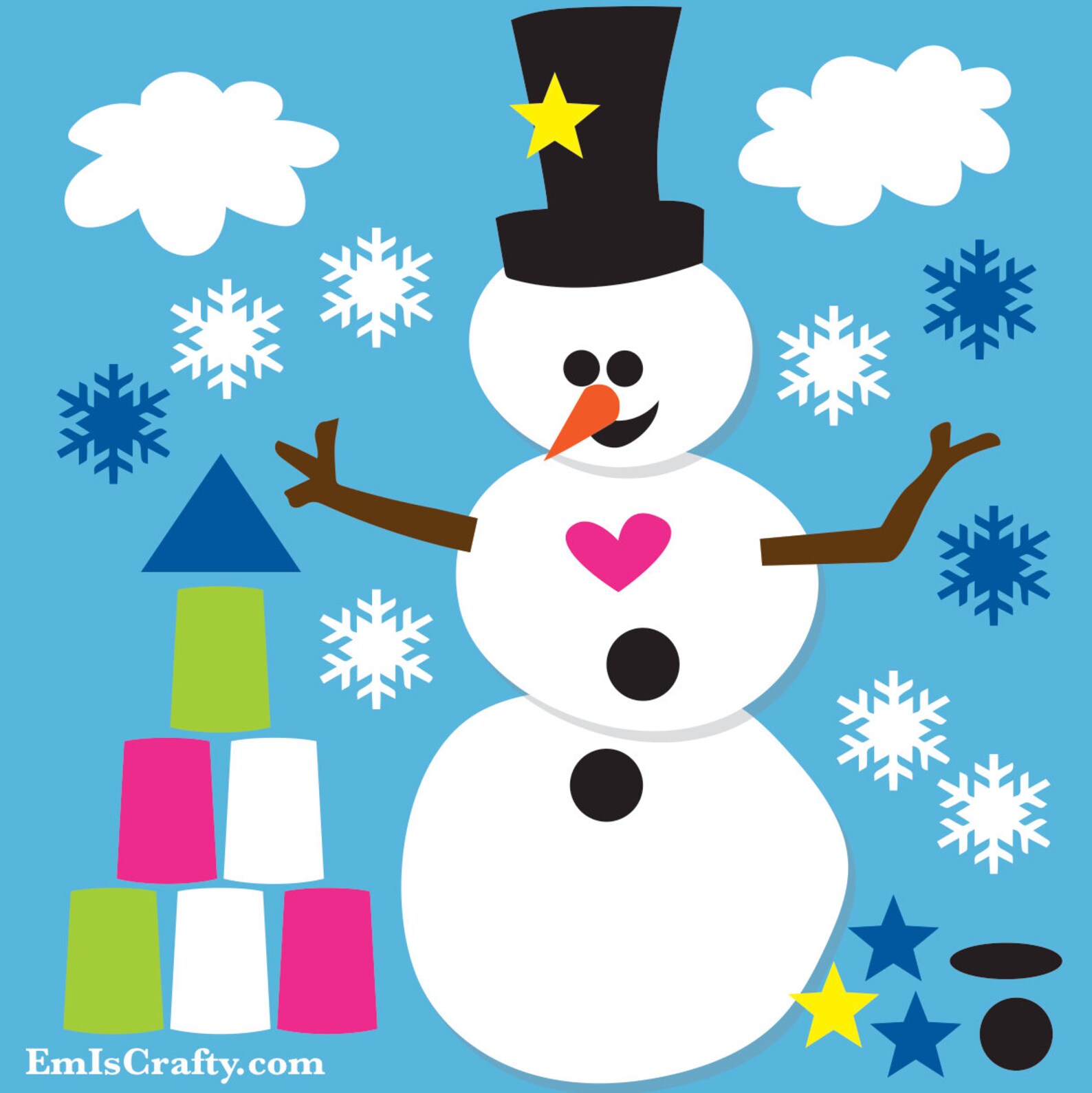 Pattern for Snowman Winter Felt Wall Activity. Snowman Decor Etsy