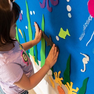 Ocean Felt Wall // Montessori Educational Gift // Kids ages 3, 4, 5, 6 // Girl boy toys // Felt Mat Board // Nautical Room Decor image 2