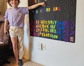 Livre silencieux géant en feutre : jouet d'apprentissage de l'alphabet espagnol
