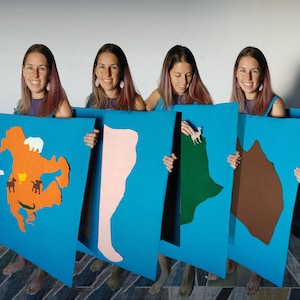 Teacher Costume: Felt Map of World Continents // World Map Halloween Costume for 7 people // Creative Costume // Multi-person image 1