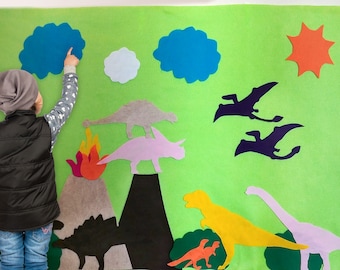Pattern: Dinosaur Felt Activity Wall, Dinosaur Birthday Decor, Dinosaur Party Decoration, Dino Game Art Accessory, Dinosaur Gift, Montessori