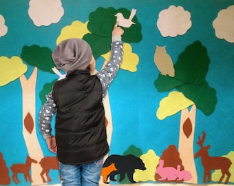 Printable Pattern for Felt Forest Wall. Over 30 Pieces. Interactive on Felt or Paper, 3x5 ft. Buy a craft, feed a baby.