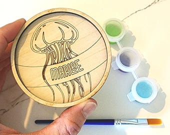Jellyfish Paint Kit with Custom Name // Teen or Kids Ocean Craft Activity Gift