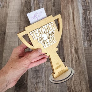 Professor do Ano - Porta-cartão-presente de troféu // Reconhecimento ao professor // Fim do ano Escola primária