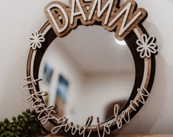 Affirmation Mirror: Stained Wood Teen Bedroom Decor (12")