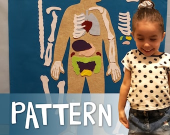 Pattern for Body Felt Board // Kids Felt Wall - Montessori // Anatomy Learning Girl Boy Gift //  Kids Gift Age 3 4 5 6 7 // svg and pdf file