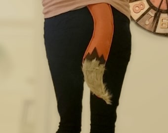 Fox tail costume - Orange and black felt - Kids or Adult - Custom Elastic Waist Band