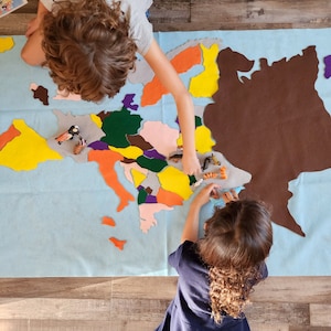 Filz-Landkarte Europa für Böden und Wände // Montessori Europäische Länder