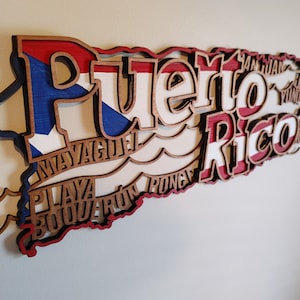 Puerto Rico Decor // Tropical Wood Sign // Boricua Gift // Beach Theme Wall Decoration // Red White Blue Flag Sign // Puerto Rican Beaches