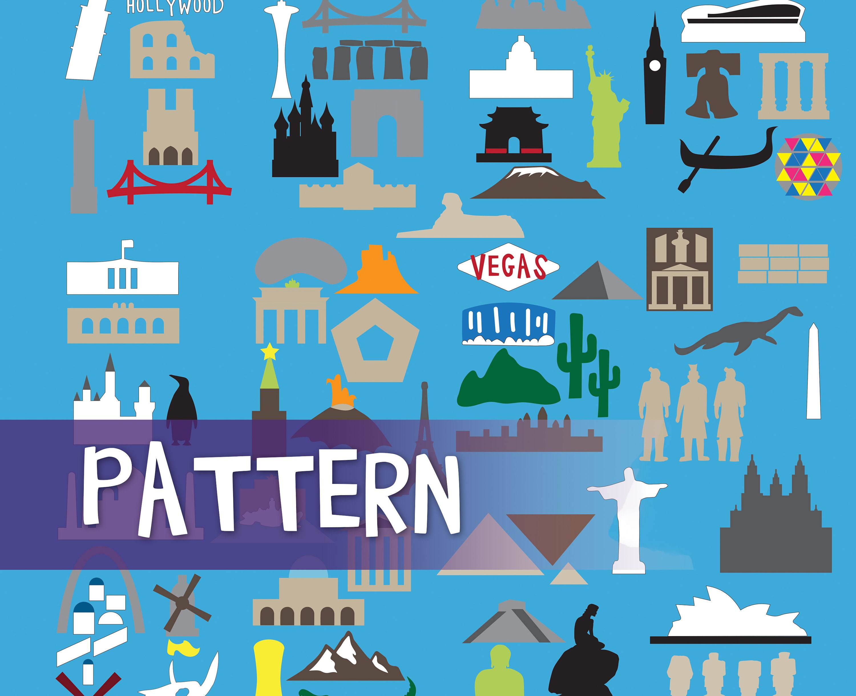 World Landmarks Felt Wall Pattern: Montessori Kids Activity (SVG PDF ...