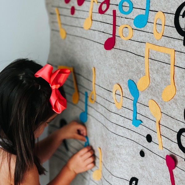 Cadeau d'apprentissage de la musique Montessori//planche en feutre//cadeau pour enfant mur en feutre//cadeau pour professeur de piano//cadeau fille garçon 3 ans 4 5 6 7