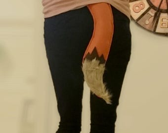 Fox Felt Fabric Tail Costume - Gray material - Kids or Adult Halloween Costume - Custom Elastic Waist Band